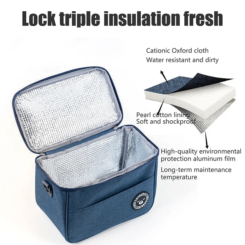 Insulated Lunch Bag for Women Working Office Rice Container Food Storage Thermal Bags Kids Portable Camping Picnic Bento Box