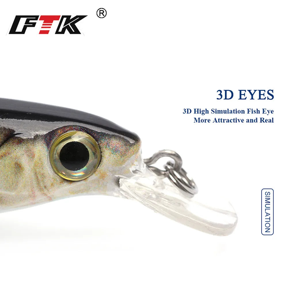 FTK 100mm/12g Fishing Lure Minnow Floating Hard Bass Lure Artificial Bait Carp Wobblers Crankbai Fishing For Fishing Accessories
