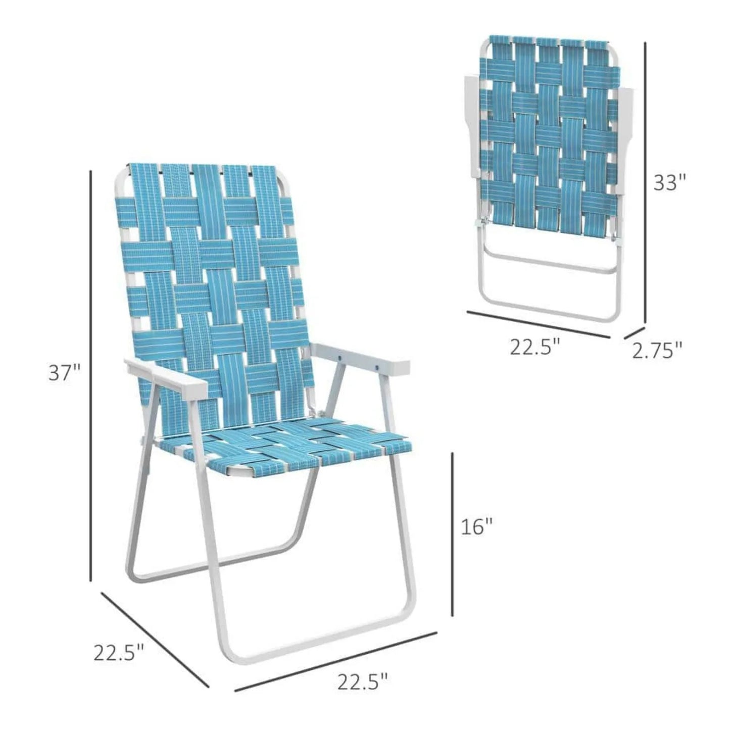 US  Classic Outdoor Camping Chairs with Armrest, Portable Lawn Chairs for Camping, Garden, Pool, Beach, Green (2-Piece)