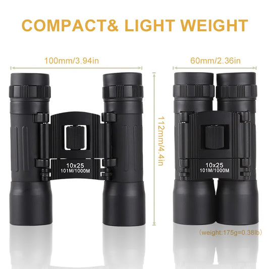 10x25 HD Binoculars Portable Powerful Binocular Telescope for Outdoor Activities Camping Hiking for Adults Kids