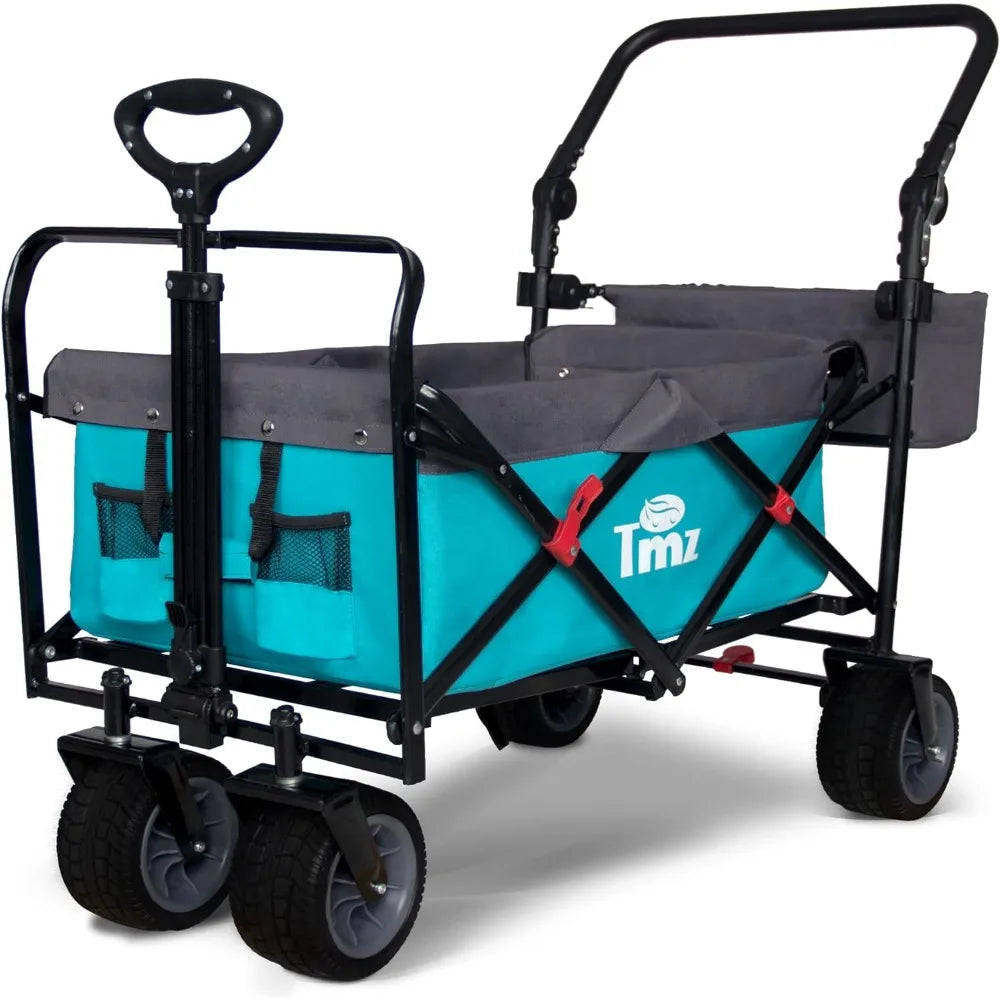 Camping Collapsible Garden Cart for Shopping Heavy Duty Beach Wagon All Terrain Utility Folding Wagon Trolley Hand Carts