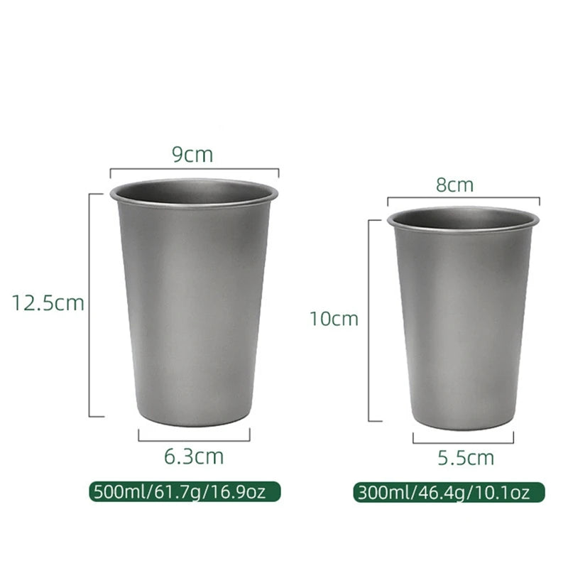 Camping Titanium Beer Mug Cup Tourist Tableware Picnic Outdoor Kitchen Equipment Travel Cooking Cookware Hiking Durable 500Ml