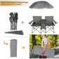 Double Folding Camping Chair W/Umbrella Fold Up Table Beverage Holder Carrying Bag Cooler for Patio Pool Park Outdoor