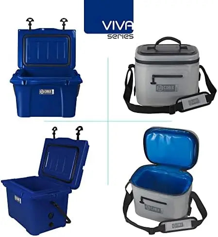 Viva 25qt/8L Rotomolded Portable Hard Cooler Ice Chest + Soft Cooler Bag Insulated Lunch Box | Camping, Beach, Grocery Shopping