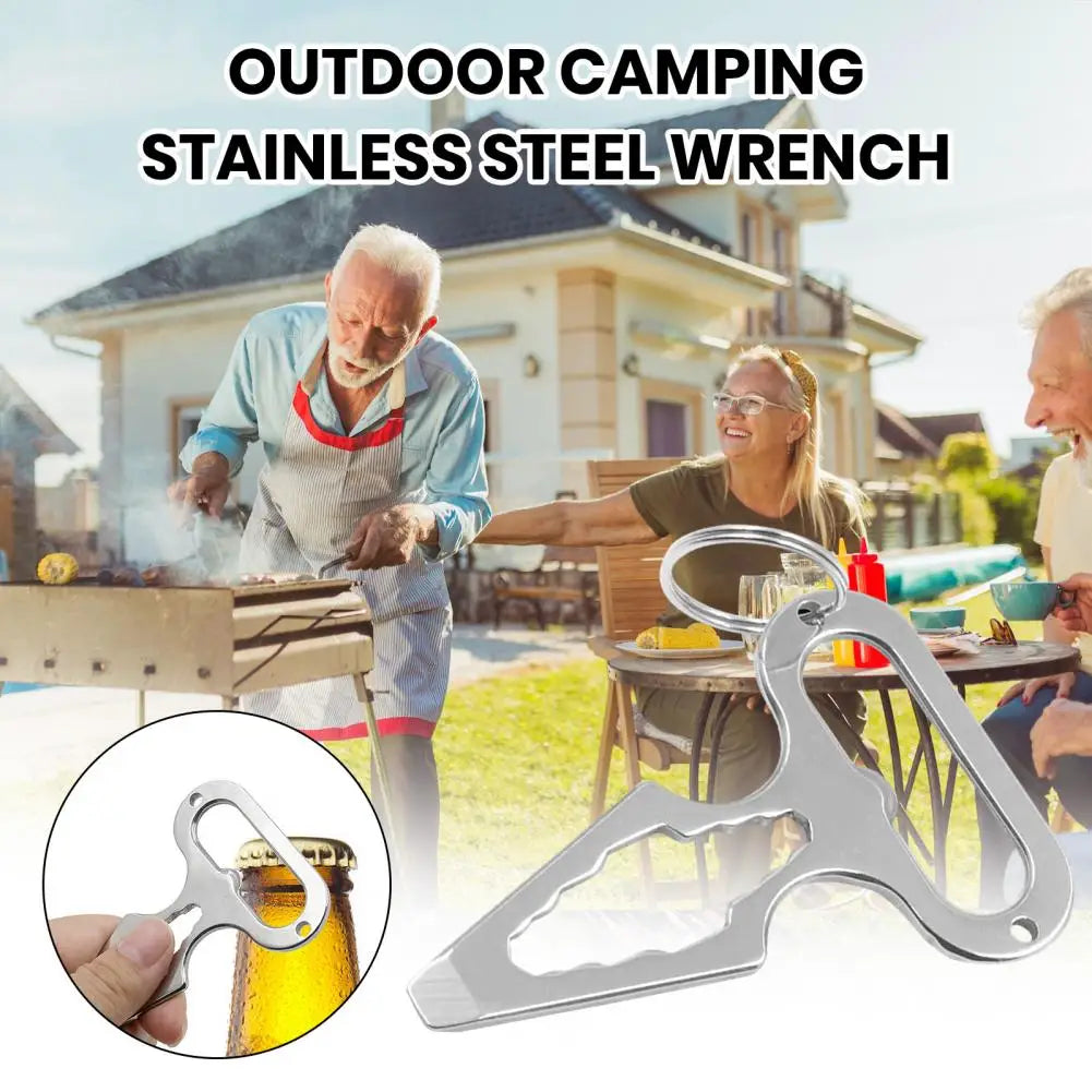 Camping Wrench Easy Grip Wrench Compact Outdoor Defense Tool Portable Wrench Bottle Opener Keychain for Camping Picnic
