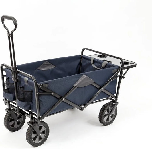 Sports Heavy Duty Steel Frame Collapsible Folding Capacity Outdoor Garden Utility Wagon Yard Cart with Table and Cup Holders