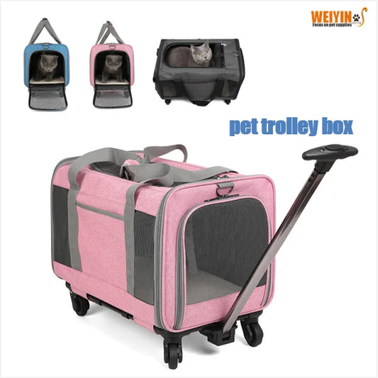 Cat Bag Outing Trolley Case Large Capacity Portable Suitcase for Two Cats Small and Medium-sized Dog Backpack Pet Stroller