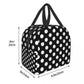 Black And White Polka Dots Lunch Bag for Women Portable Insulated Thermal Cooler Food Lunch Box Work School Travel Picnic Bags