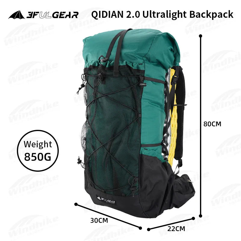 3F UL GEAR QIDIAN 2.0 Outdoor 40L+16L Ultralight Backpack Lightweight Women/Men High Capacity Bag Nylon Waterproof Camping Bag