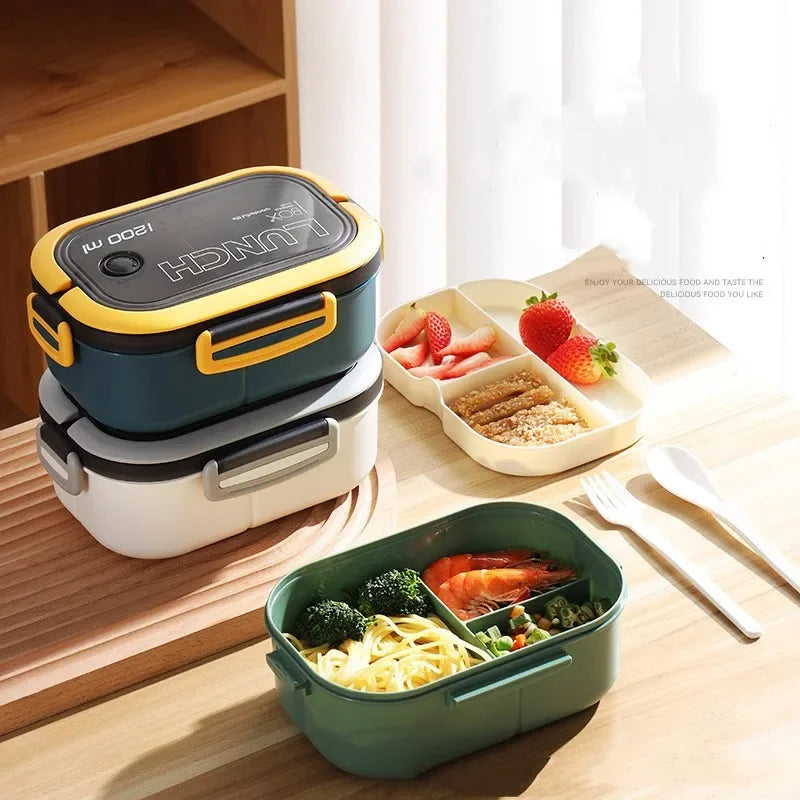Single Double-layer Cute  Lunch Box Portable Compartment Fruit Food Box Microwave Lunch Box  Children Kid School Outdoor Camping