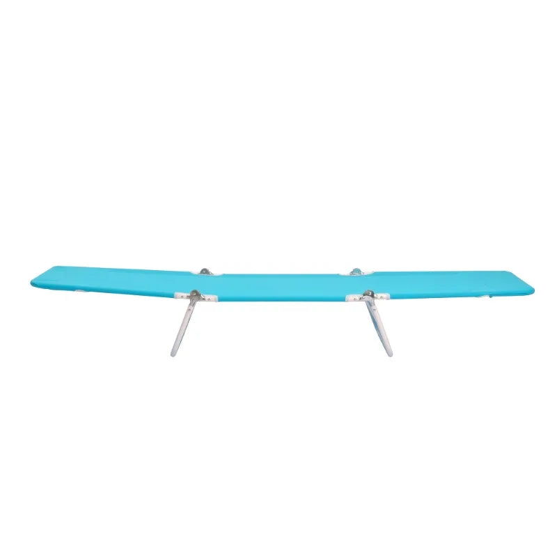 Folding Adjustable Back Fabric Beach Lounger with Face Arm Hole, Adjustable Backrest, Side Pocket, Pillow & Carry Handle