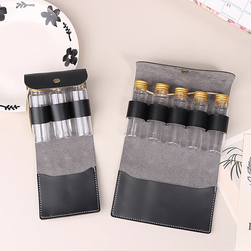 Outdoor Spice Bottle And Storage Bag Portable Folding Leather Large Capacity Camping Hiking Picnic BBQ Seasoning Bag