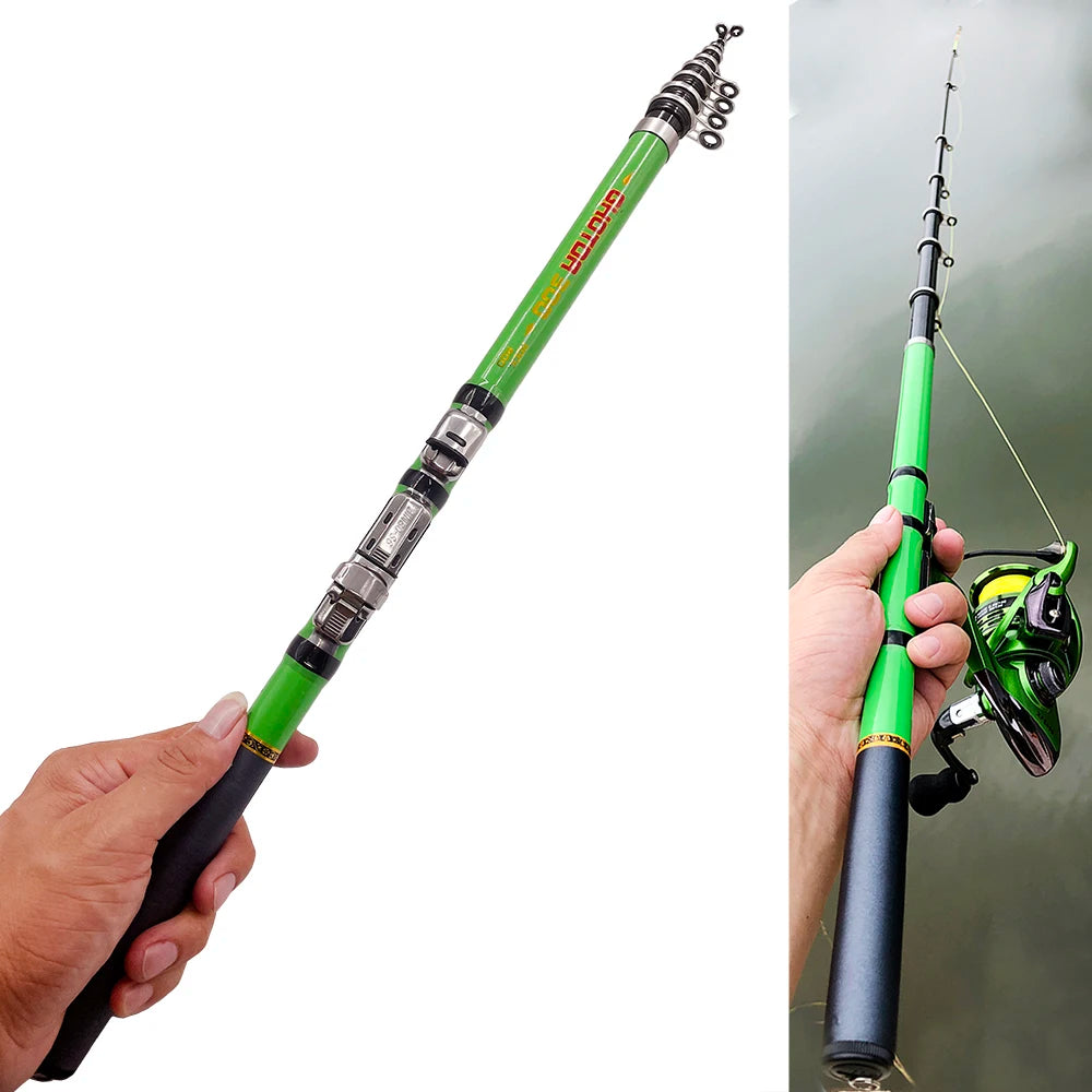 Carbon Rock Fishing Rod 1.5M 1.8M 2.1M 2.4M 2.7M 3M Hard Telescopic Pole Freshwater Fishing Tackle 4/5/6/7/8/9/10 Sections