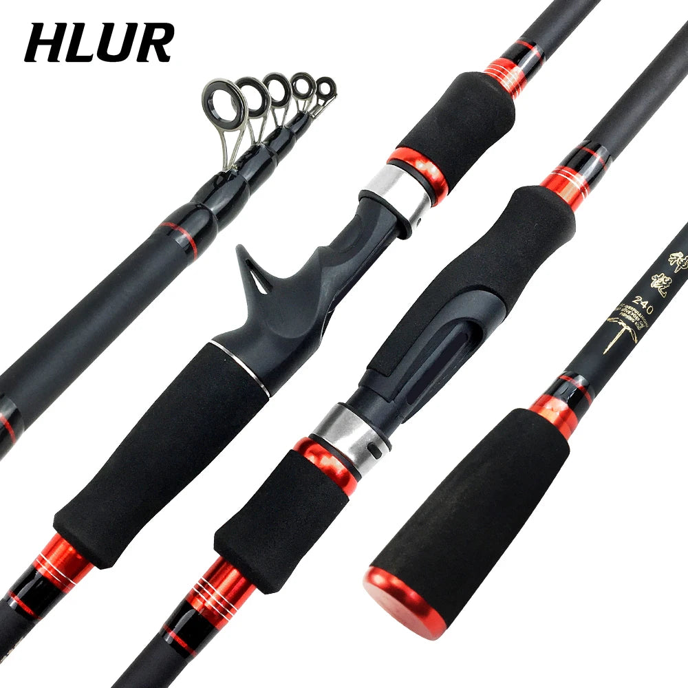 HLUR Super Hard Rod Stick Carbon Fiber Spinning Rod Telescopic Fishing Rod 1.8M 2.1M Casting Lure Feeder Carp Fishing Pole