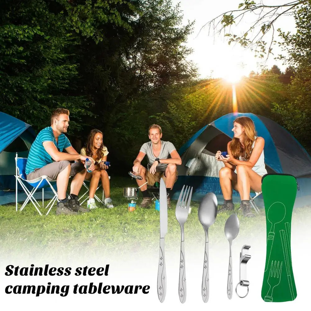 Lightweight Stainless Steel Cutlery Stainless Steel Camping Cutlery Set with Storage Bag for Travel Picnic Use for Outdoor