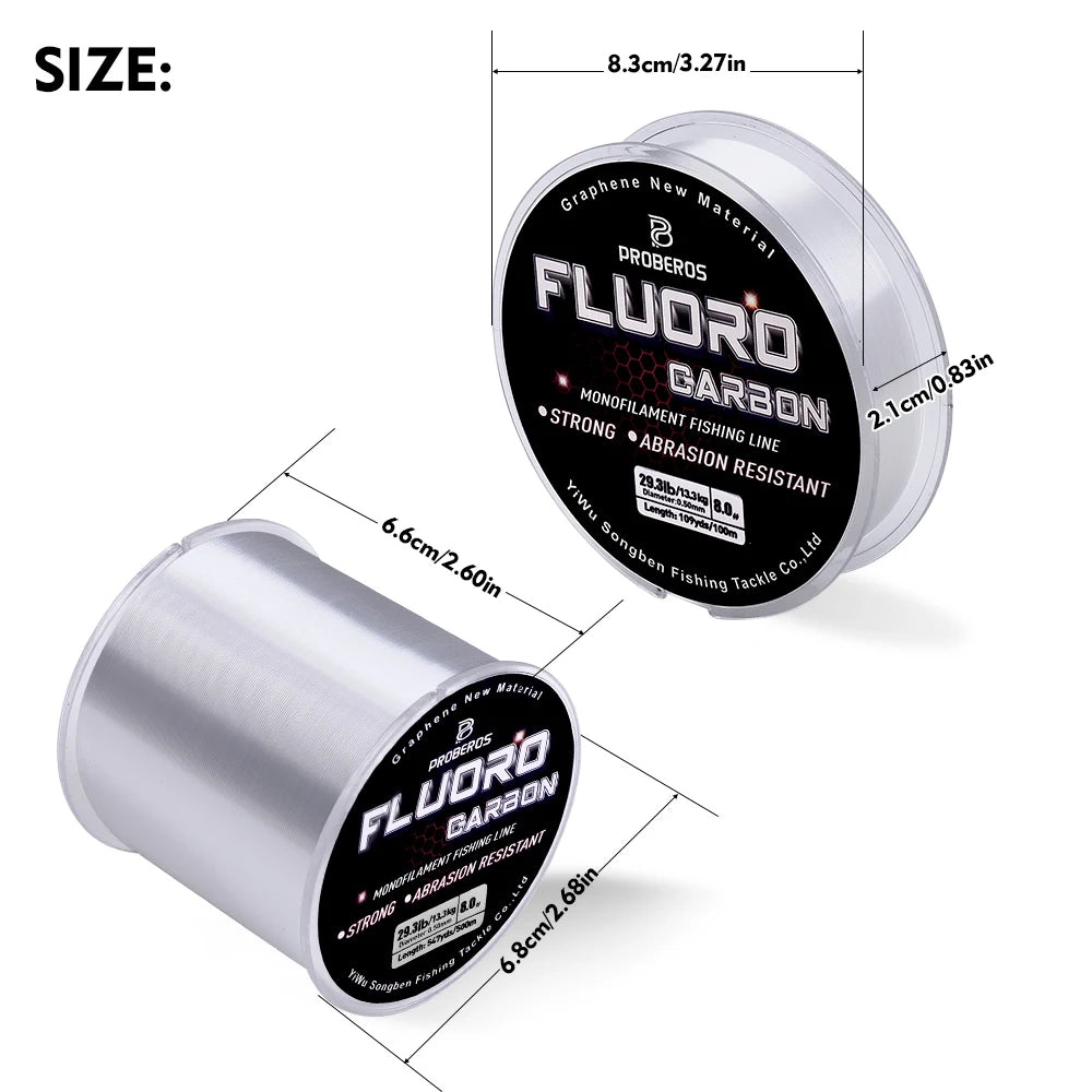 Probero Fluorocarbon Line 100M&300M&500M High Strength Transparent Nylon Line  Monofilament Wire Carbon Fishing Lines