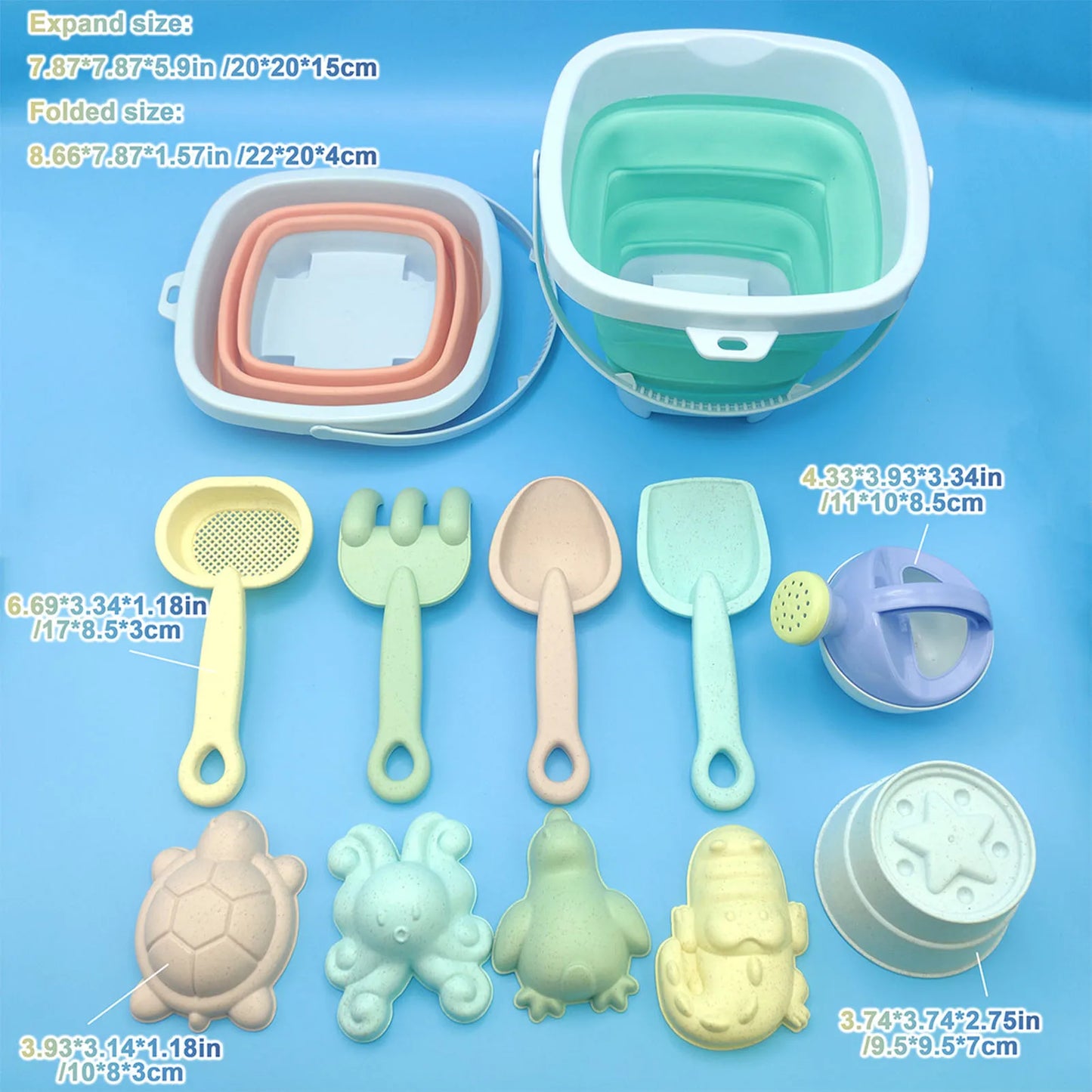 Fun Shovel Molds Beach Bucket Toys Set Portable Durable Beach Sand Water Game Toys for Children Birthday Presents