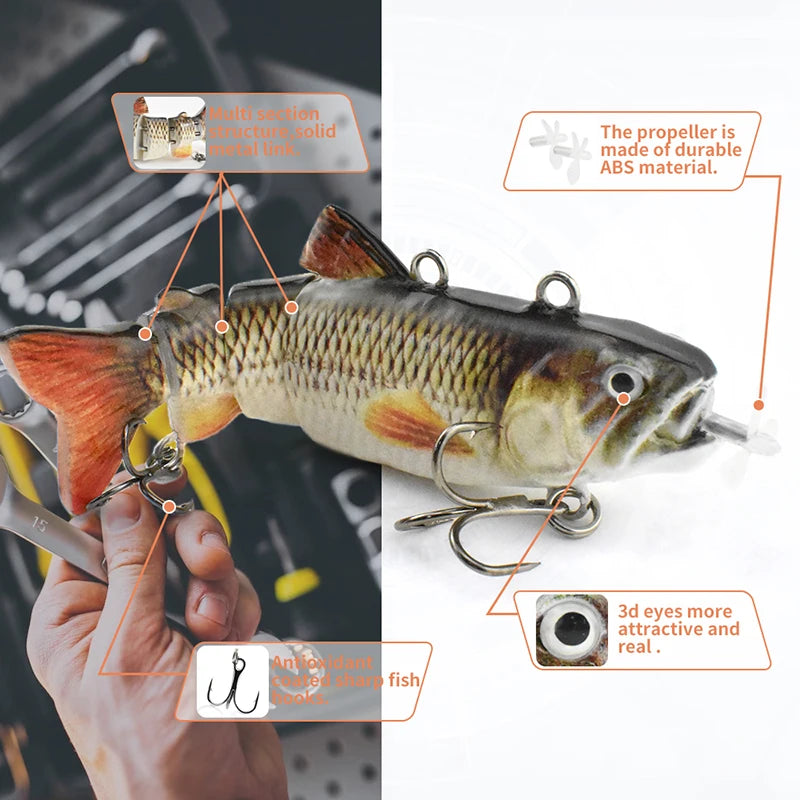 NEW 3.5in Automatic Swimbait Robotic Electric Fishing Lure Auto Multi Jointed Bait USB Rechargeable Wobbler Pesca Accessories