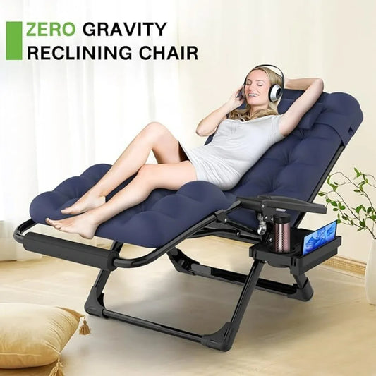 Oversized Zero Gravity Chairs 29In XL Support 500LBS, Heavy Duty Adjustable Zero Gravity Lawn Chair with Removable Cushion