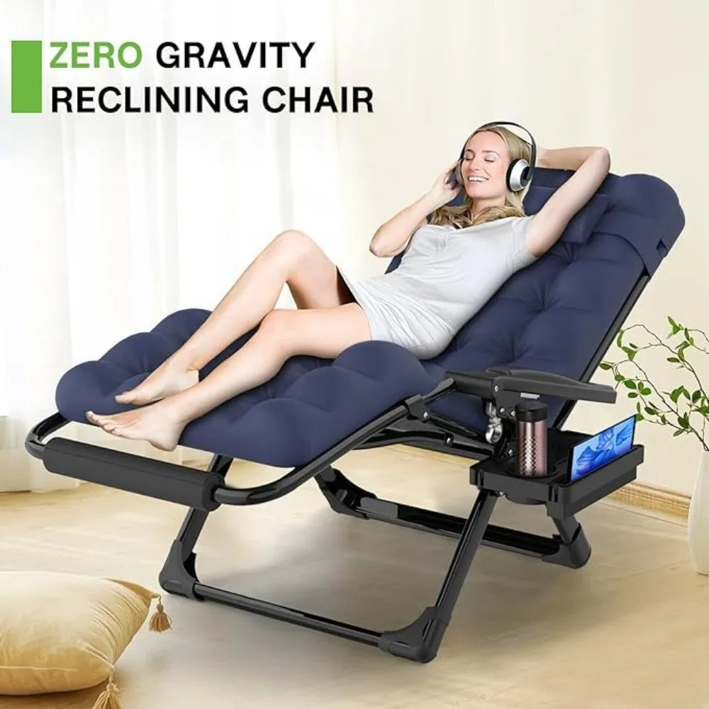Oversized Zero Gravity Chairs 29In XL Support 500LBS, Heavy Duty Adjustable Zero Gravity Lawn Chair with Removable Cushion