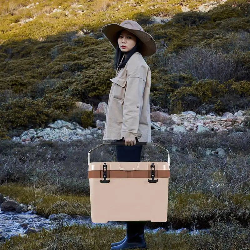 Ice Cooler Box Insulated Chest Cooler For Outdoor Compact Exterior Design Insulated Food Container For Picnic Camping And