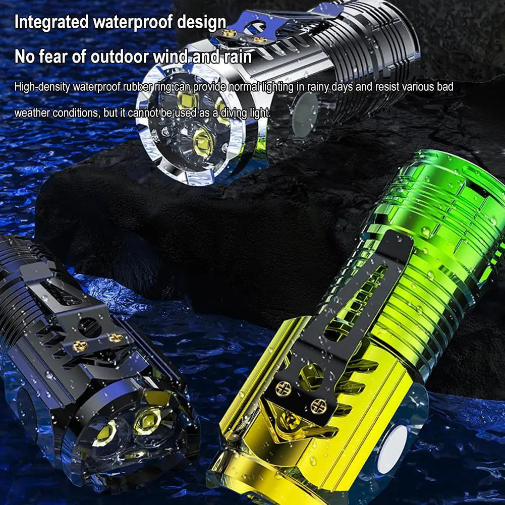 Powerful Pocket Flashlight Led Waterproof 5 Gear Portable Camping Flashlight Usb Charging Outdoor Hand Torch for Camping Fishing