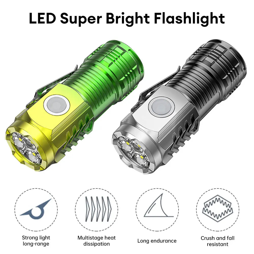Powerful Pocket Flashlight Led Waterproof 5 Gear Portable Camping Flashlight Usb Charging Outdoor Hand Torch for Camping Fishing