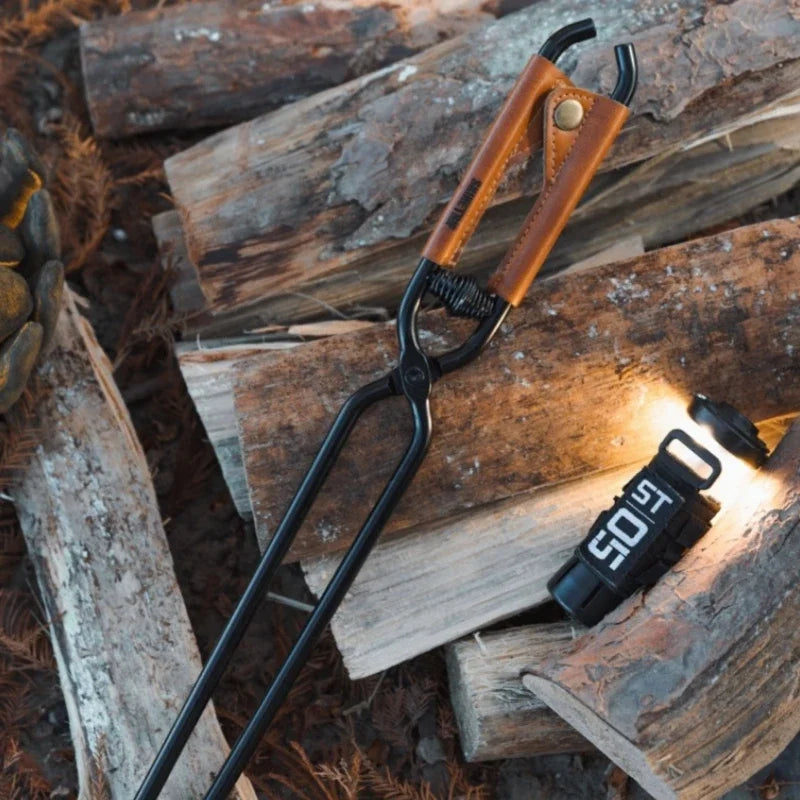 Portable Burning Fire Clip Picnic Barbecue Thicker Anti-scalding Carbon Fire Clip Lightweight Carbon Steel Burning Fire Tongs
