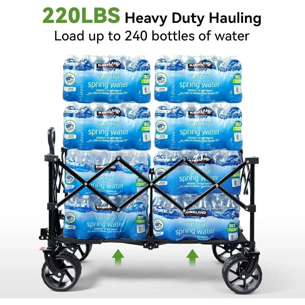 Foldable Trolley Heavy Duty Foldable Wagon With Brakes Folding Cart With Wheels Portable Utility Folding Garden Cart for Outdoor