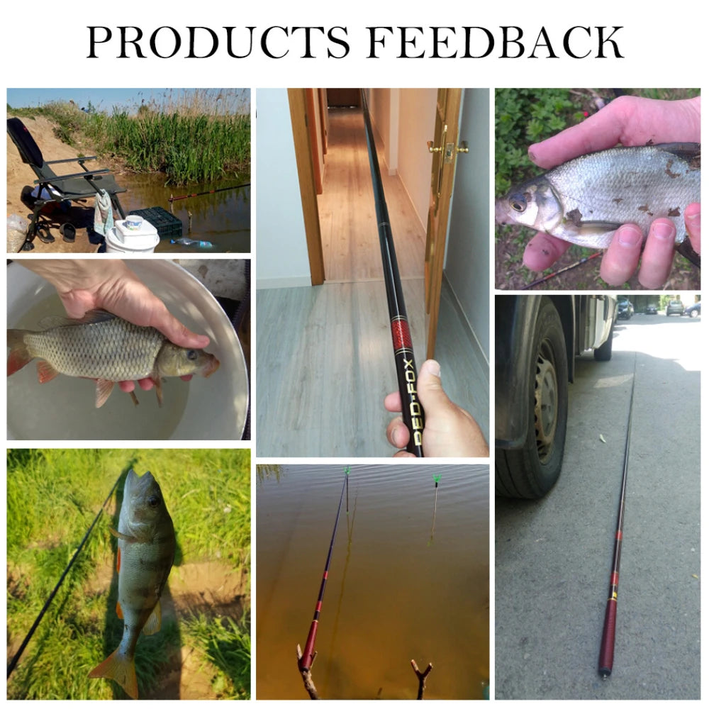 Goture RED FOX Hand Tenkara Rod Carbon Fiber 3.0-7.2M Ultralight Stream Hand Pole Freshwater Fishing Rod for Carp Fishing Pesca