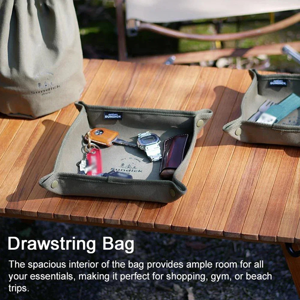 Outdoor Picnic Drawstring Bag Portable Cutlery Pouches Canvas Bag Camping Hiking Multifunctional Storage Bag Accessories Tools