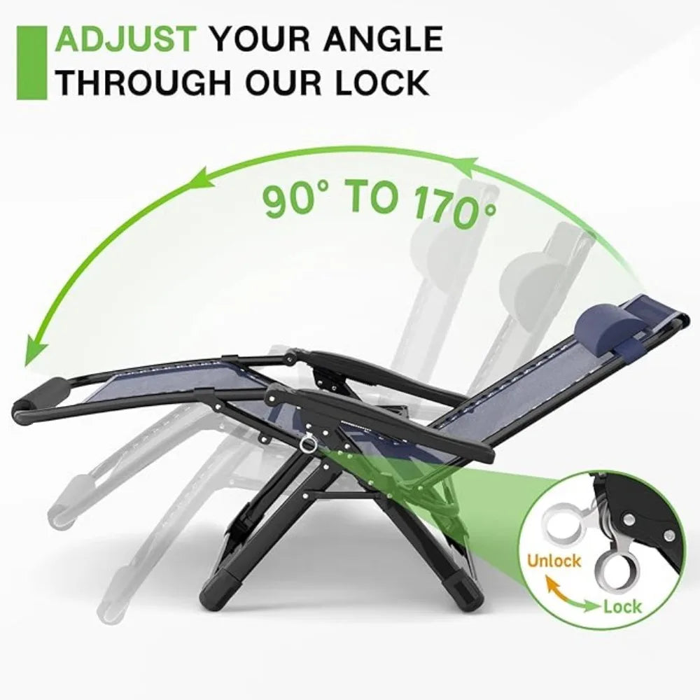 Oversized Zero Gravity Chairs 29In XL Support 500LBS, Heavy Duty Adjustable Zero Gravity Lawn Chair with Removable Cushion