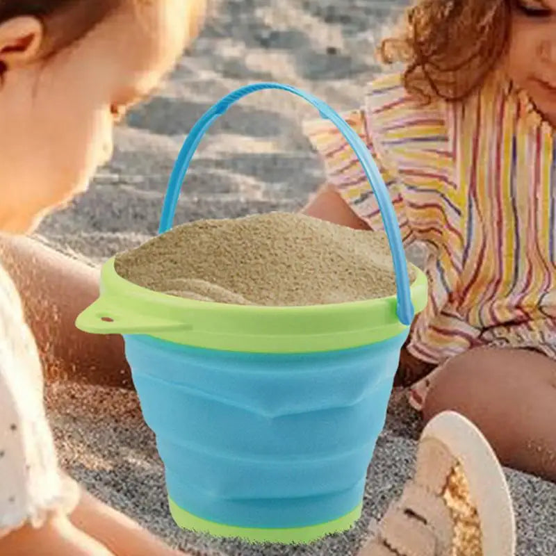 Foldable Beach Bucket Play Sand Bucket Toy For Children Bright Colors Outdoor Fun Toy For Garden Swimming Pool Lake And Backyard