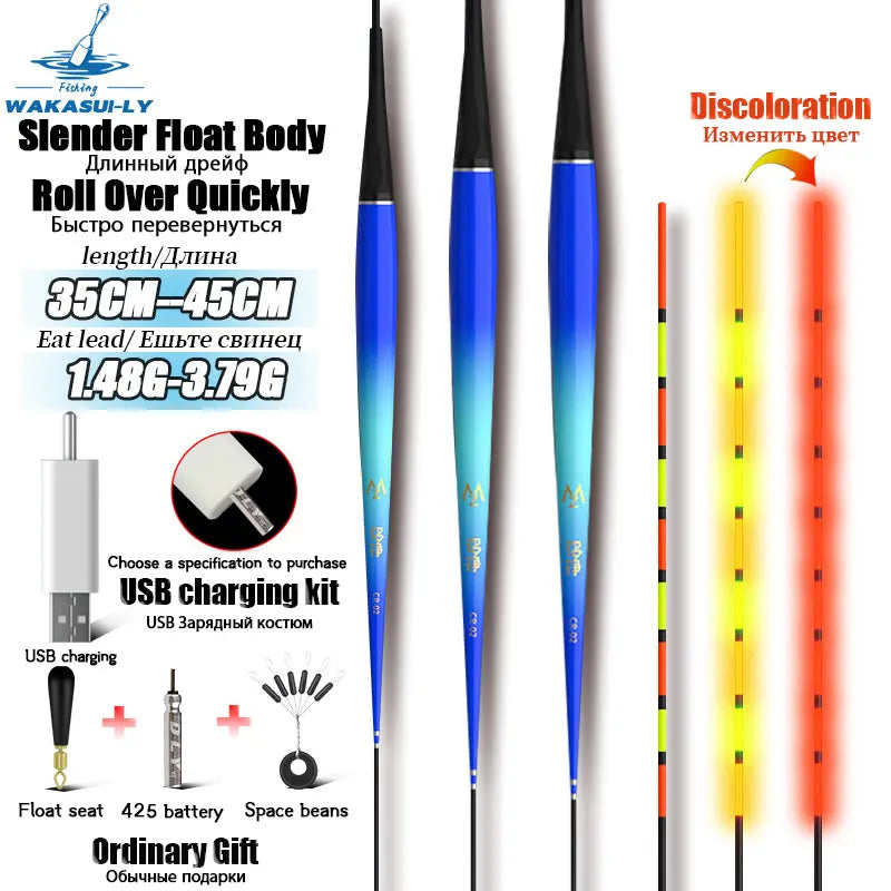 Night Fishing Float Electronic Gravity Sensing Red High Sensitivity Slender Fishing Float Outdoor Fishing Equipment Accessories