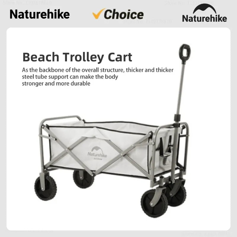 Naturehike Outdoor Garden Park Utility Kids Wagon Portable Beach Trolley Cart Foldable Camping Trolley Cart Adjustable Handle