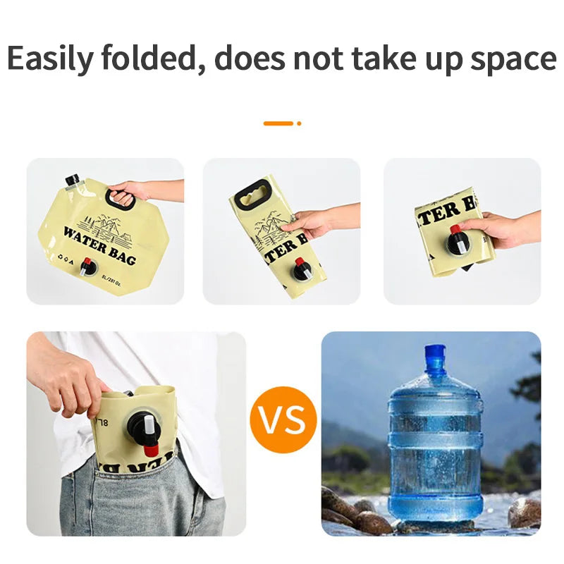 Outdoor 8L Large Capacity Water Bag Folding Camping Water Bags Picnic Travel Hiking Water's Pouch Container Survival Storage Bag
