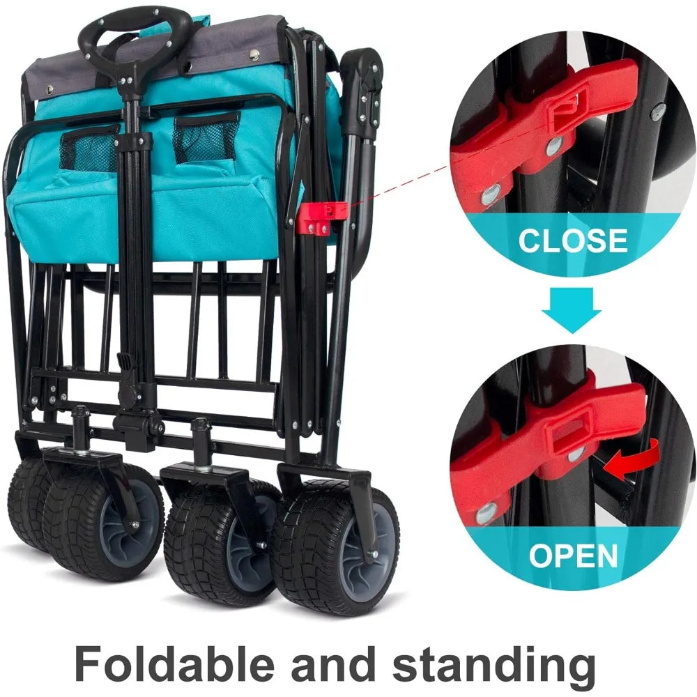 Camping Collapsible Garden Cart for Shopping Heavy Duty Beach Wagon All Terrain Utility Folding Wagon Trolley Hand Carts