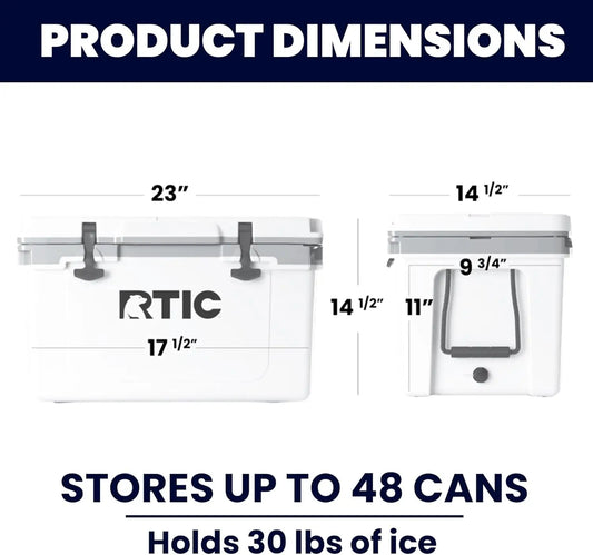 RTIC Ultra-Light 32 Quart Hard Cooler Insulated Portable Ice Chest Box for Drink, Beverage, Beach, Camping, Picnic, Fishing, Boa