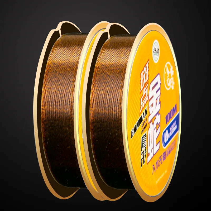 100M Gold Spotted Fishing Line Bionic Invisible Monofilament Nylon Speckle Fluorocarbon Coated Carp  Fishing Line