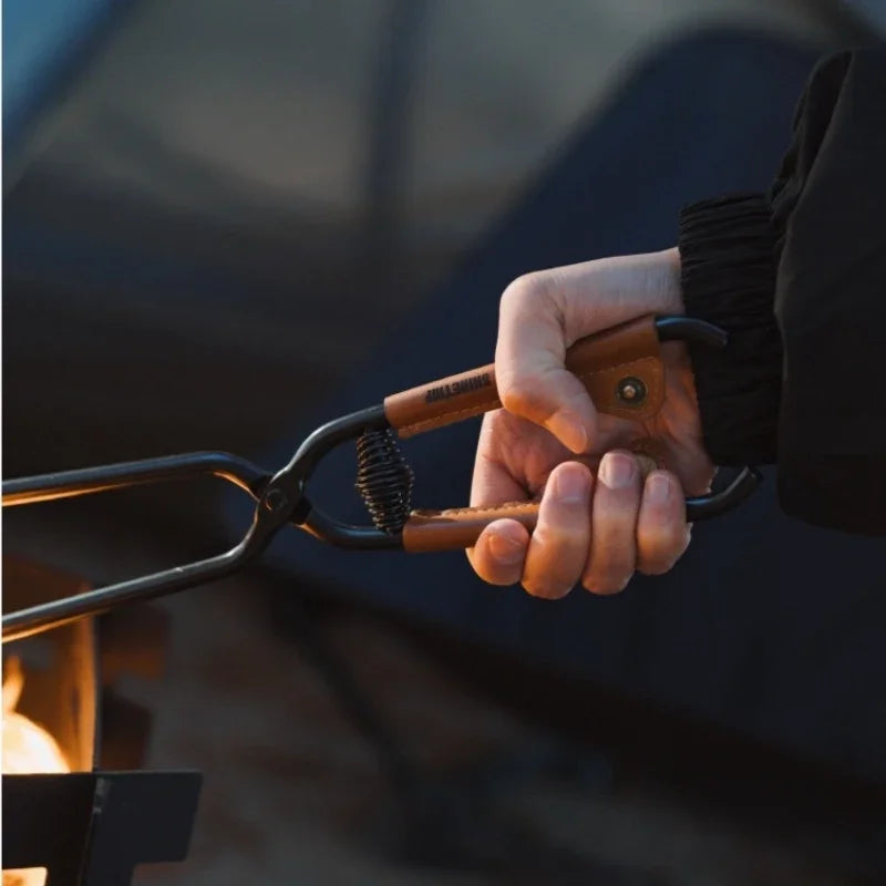 Portable Burning Fire Clip Picnic Barbecue Thicker Anti-scalding Carbon Fire Clip Lightweight Carbon Steel Burning Fire Tongs