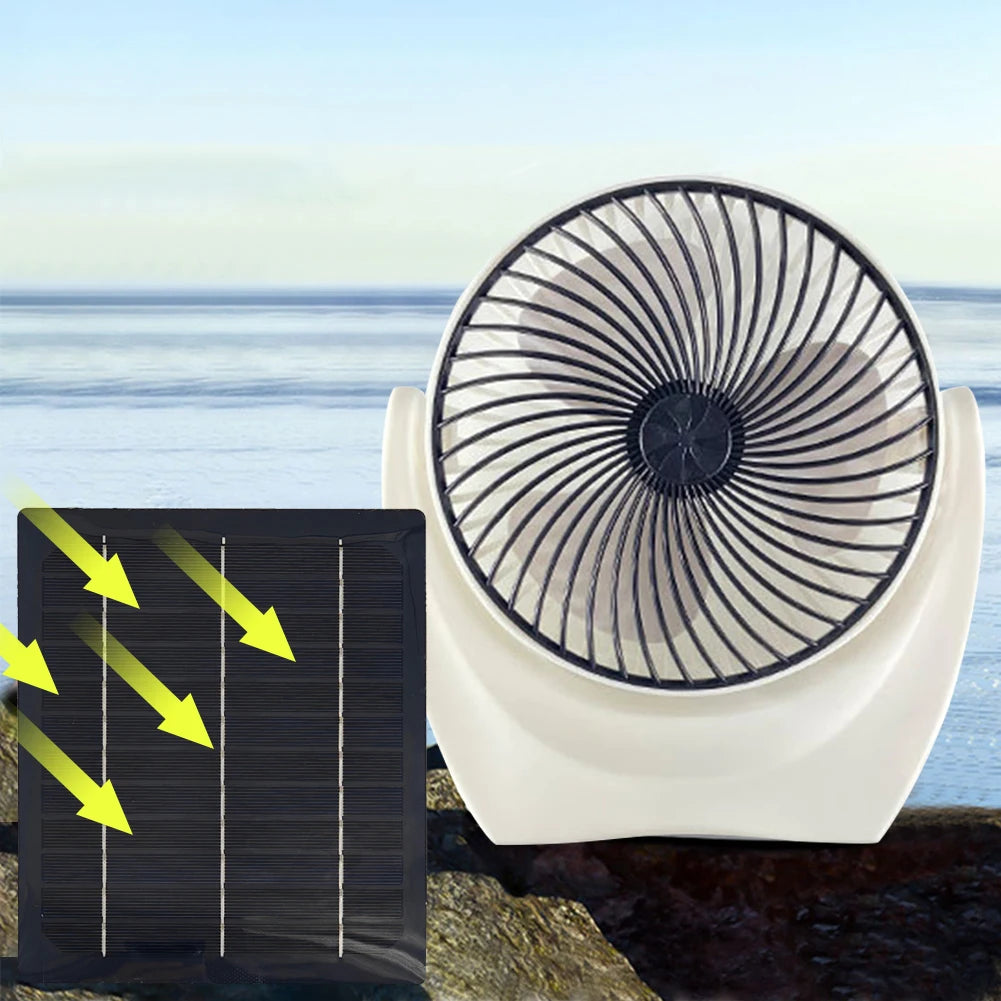 Solar Panel Fan Solar Powered Camping Fan with USB Outdoor Fan Solar Charger Desk Fan for Picnic Barbecue Fishing Travel