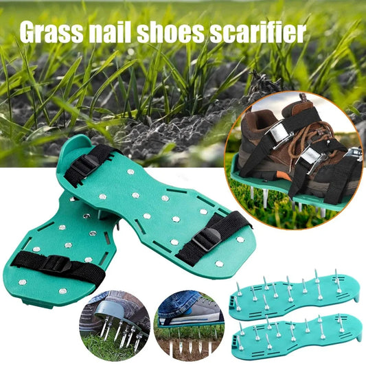 Garden Lawn Aerator Shoes Garden Yard Grass Cultivator Scarification Nail Tool Lawn Aerator Spikes Shoes Garden Tools