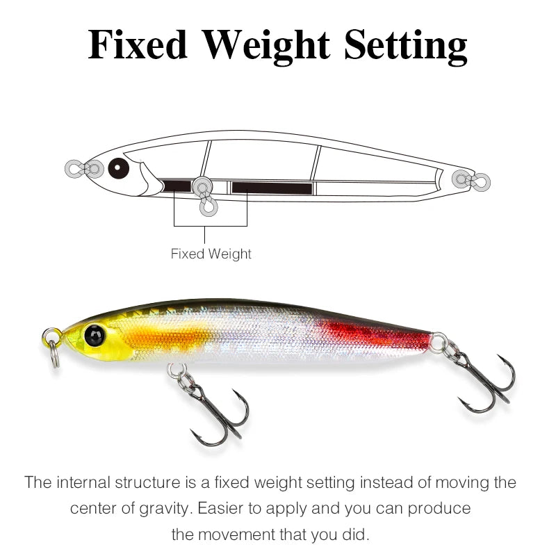TSURINOYA 70S 70mm 7.6g Sinking Pencil Fishing Lure SWORDSMAN Bass Trout Artificial Hard Baits Long Casting Slim Lipless Lure